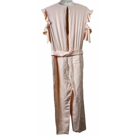 MAJE Piruize Cold-shoulder Crepe And Stretch-twill Jumpsuit In Mandarine Sz 40 - Picture 5 of 9